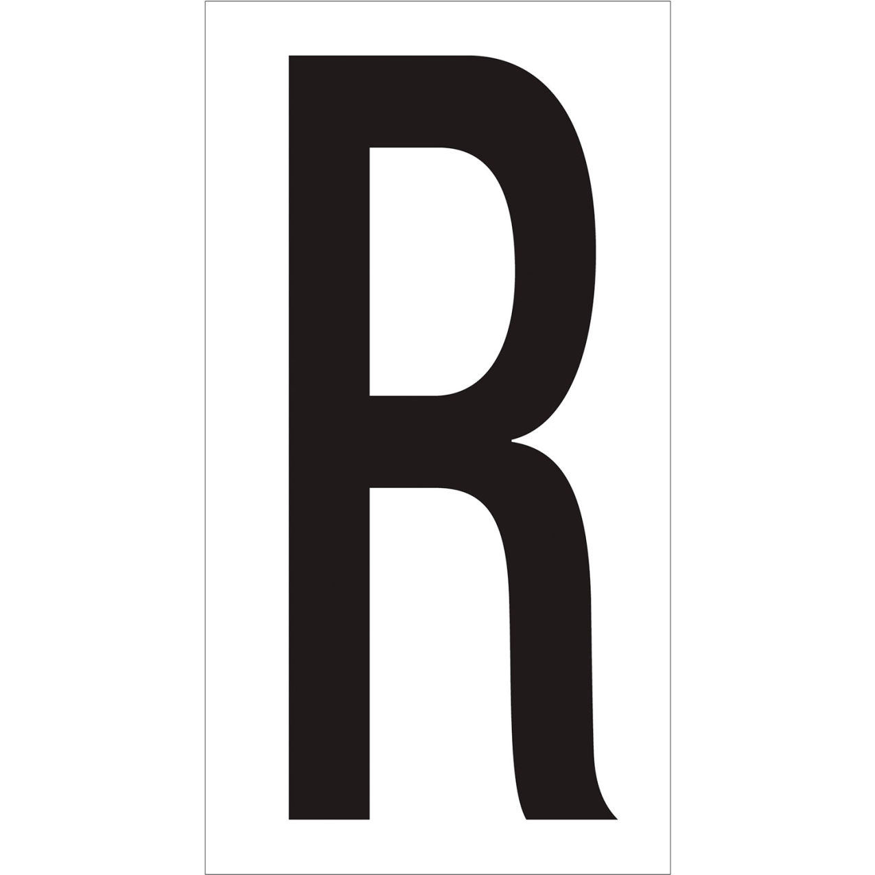 Vinyl Warehouse Number Labels with "R" Print, 4"L x 2-1/8"W, Black/White