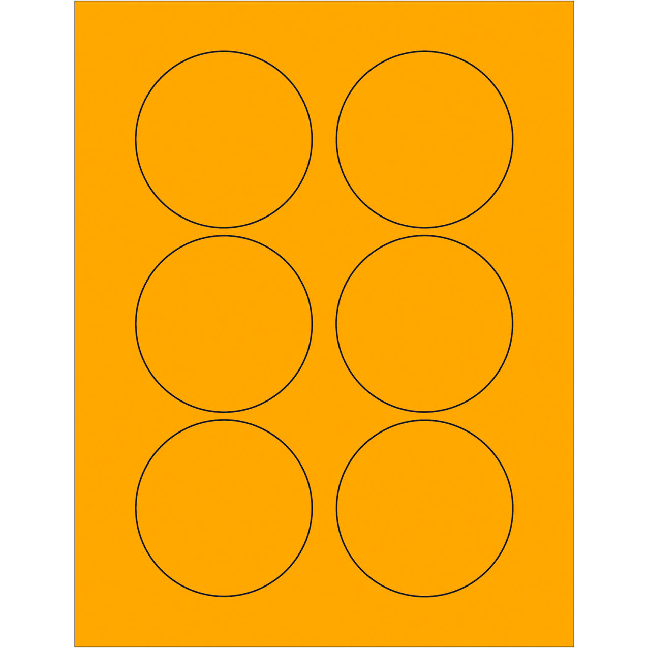 3" Dia. Circle Laser Labels, Fluorescent Orange, 6 Labels/Sheet