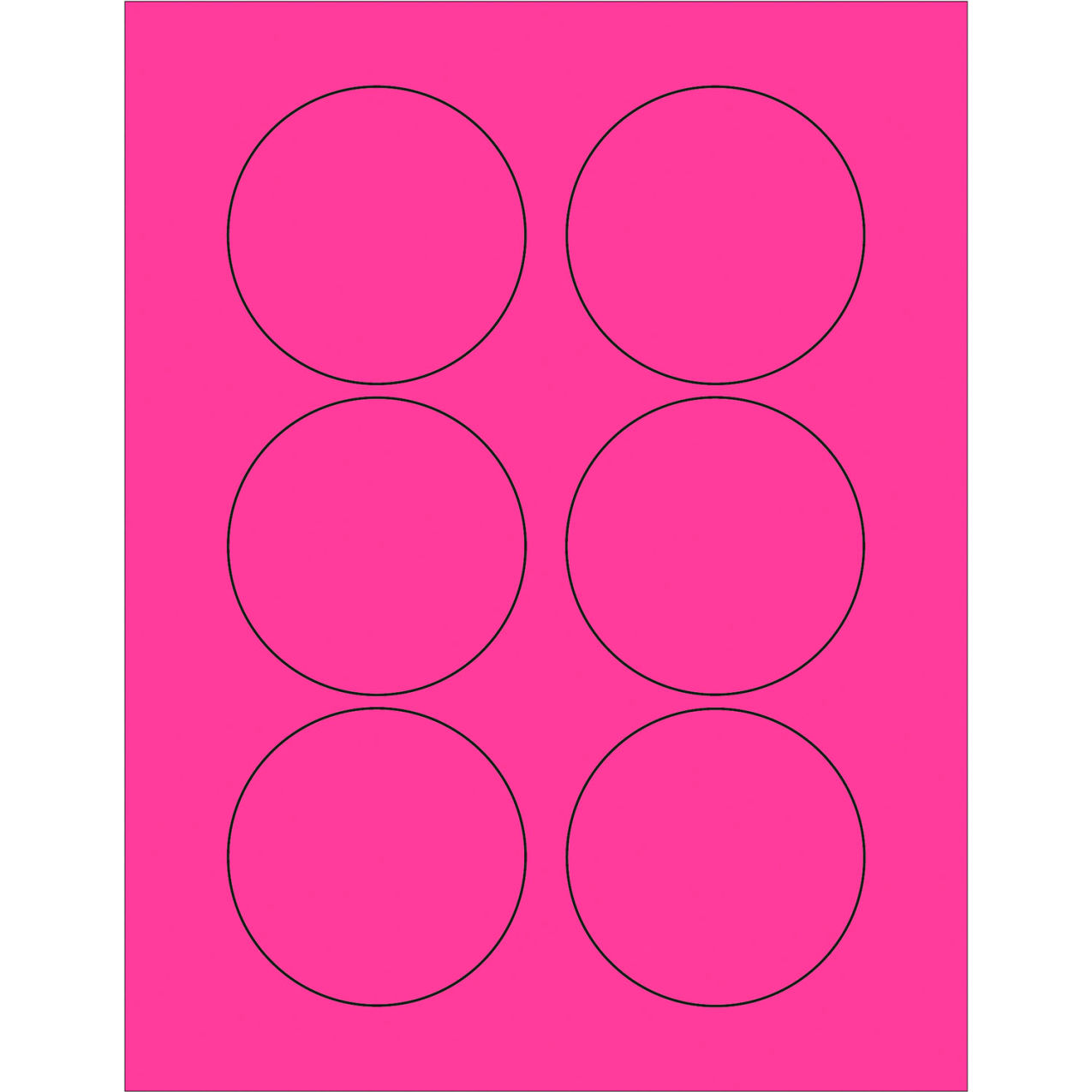 3" Dia. Circle Laser Labels, Fluorescent Pink, 6 Labels/Sheet