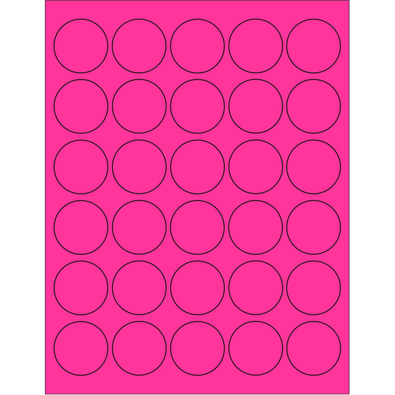 1-1/2" Dia. Circle Laser Labels, Fluorescent Pink, 30 Labels/Sheet