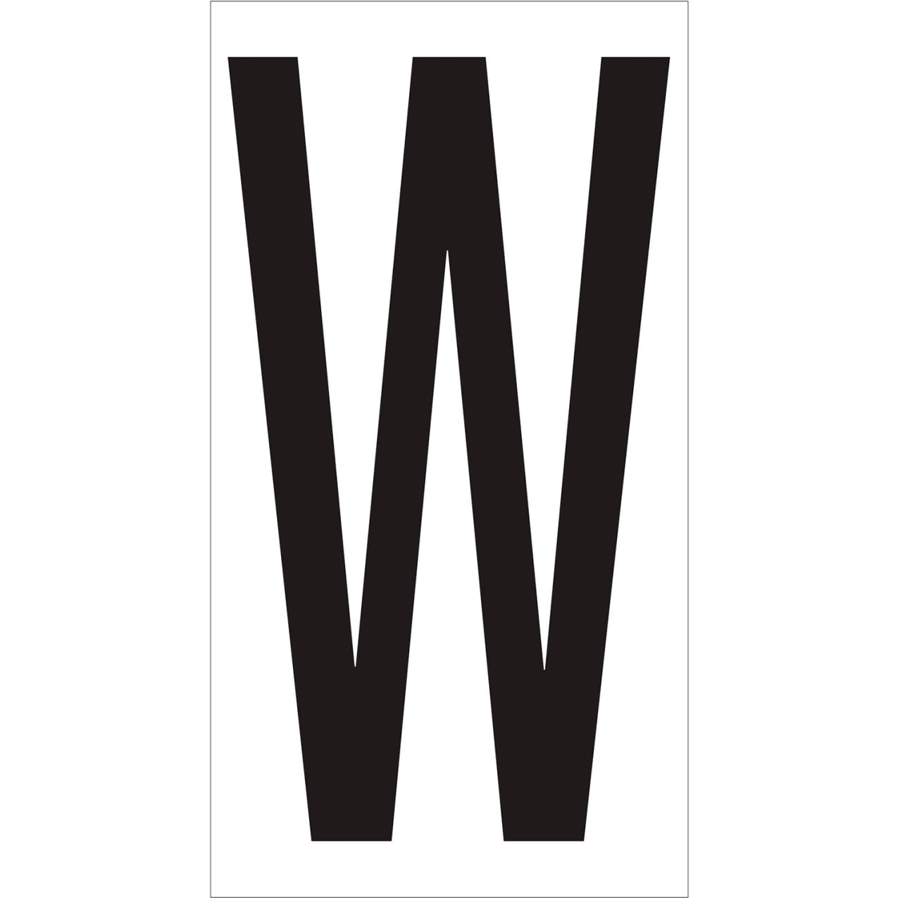 Number Labels with "W" Print, 4"L x 2-1/8"W, Black/White, 50/Case