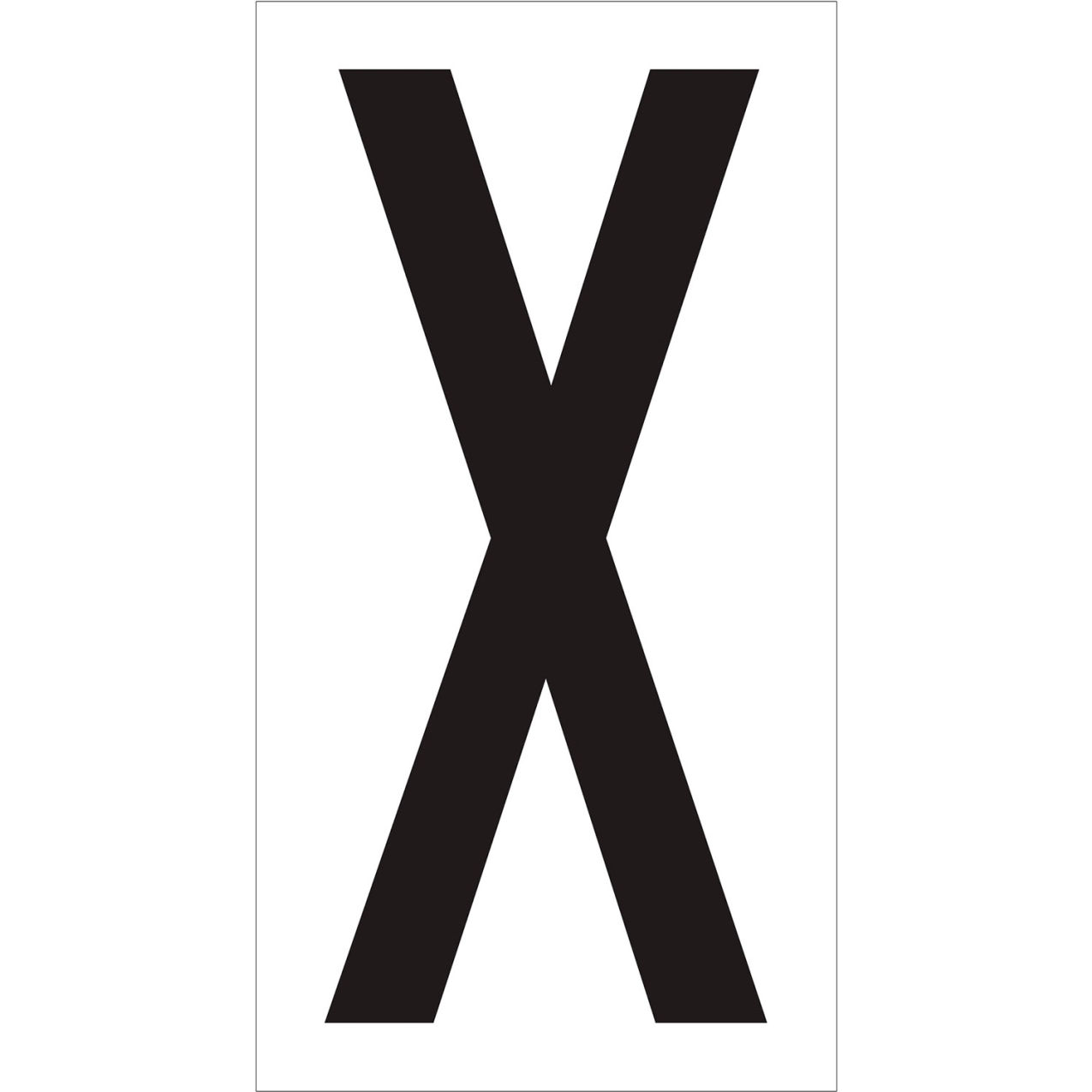 Number Labels with "X" Print, 4"L x 2-1/8"W, Black/White, 50/Case