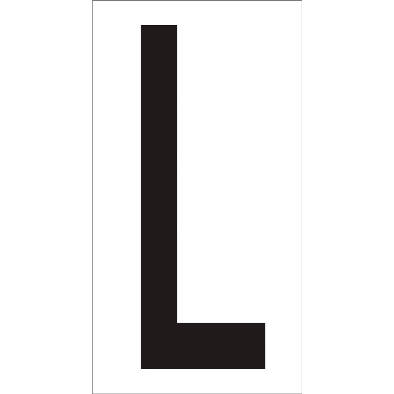 Vinyl Warehouse Number Labels with "L" Print, 4"L x 2-1/8"W, Black/White