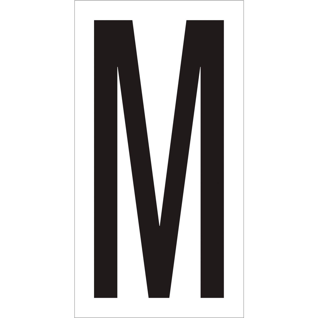 Vinyl Warehouse Number Labels with "M" Print, 4"L x 2-1/8"W, Black/White