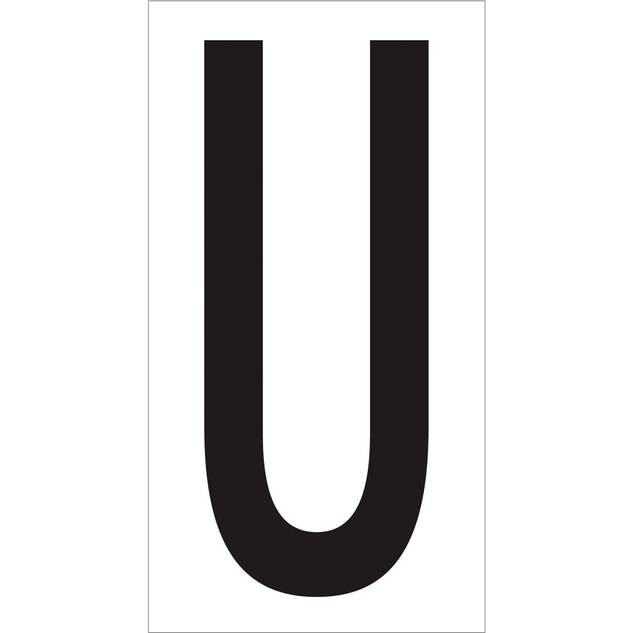 Vinyl Warehouse Number Labels with "U" Print, 4"L x 2-1/8"W, Black/White