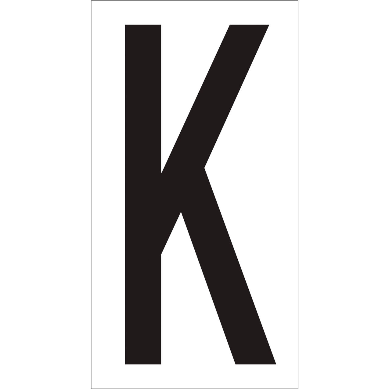 Vinyl Warehouse Number Labels with "K" Print, 4"L x 2-1/8"W, Black/White