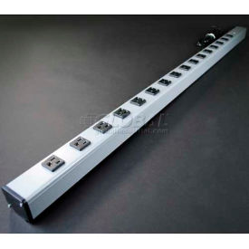 Multi-Outlet Power Unit, 125V, 15A, 48"L, 16 Outlets, 6' Cord