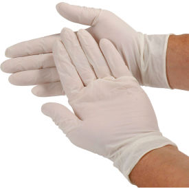 Industrial Grade Latex Gloves, Powdered, Medium, White, 100/Box