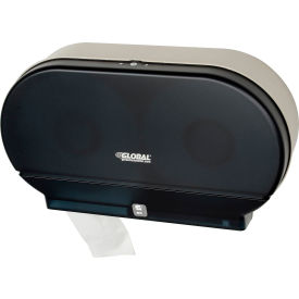 Plastic Twin Jumbo Roll Toilet Tissue Dispenser, Two 9" Rolls, Gray