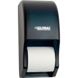 Plastic Standard Double Toilet Tissue Dispenser, Two 5-1/4" Rolls, Gray