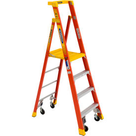 4' Type 1A Fiberglass Podium Ladder with Casters 300 lb. Capacity - PD6204-4C