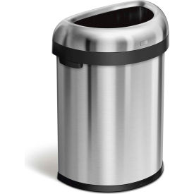 Stainless Steel Semi-Round Open Top Trash Can, 21 Gallon