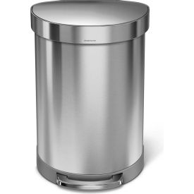 Semi-Round Step Can, 16 Gallon Brushed Stainless Steel - CW2029