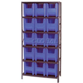 Quantum Shelving With 15 Giant Hopper Bins Blue, 36x18x75
