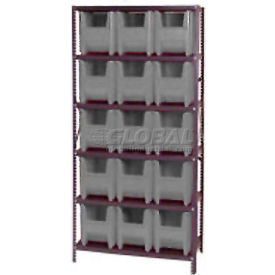 Quantum Shelving With 15 Giant Hopper Bins Gray, 36x18x75