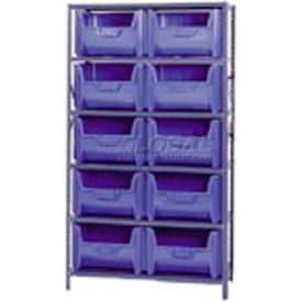 Shelving With 10 Giant Hopper Bins Blue, 36x18x75