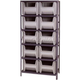 Shelving With 10 Giant Hopper Bins Gray, 36x18x75