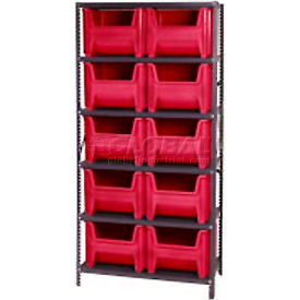 Quantum Shelving With 10 Giant Hopper Bins Red, 36x18x75