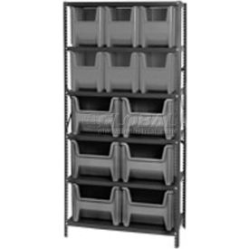 Shelving With 12 Giant Hopper Bins Gray, 36x18x75