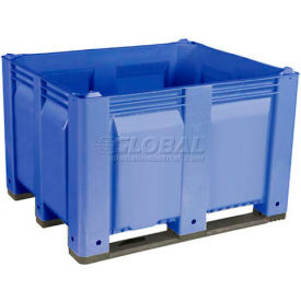 Decade Solid Wall Pallet Container, Long Side Runners, 48"L x 40"W x 31"H, 1500 lb Cap, Blue