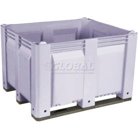 Solid Wall Pallet Container, Long Side Runners, 48"L x 40"W x 31"H, 1500 lb Cap, Gray