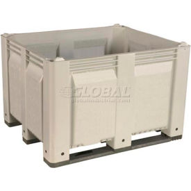 Decade Solid Wall Pallet Container, Long Side Runners, 48"L x 40"W x 31"H, 1500 lb Cap, White
