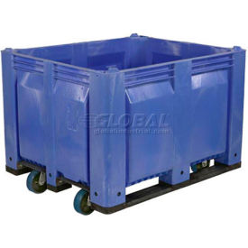 Decade Solid Wall Pallet Container with 6" Casters, 48"L x 40"W x 31"H, 1500 lb. Capacity, Blue