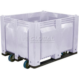 Solid Wall Pallet Container w/ 6" Casters, 48"L x 40"W x 31"H, 1500 lb. Capacity, Gray