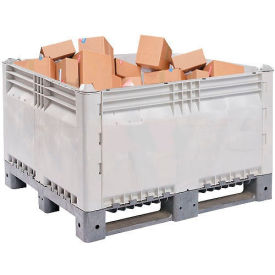 Plastic Vented Wall Container, 48"L x 40"W x 28"H, 1320 lb. Capacity, Gray