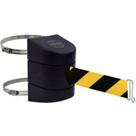 Warehouse Retractable Belt Barrier - 24' Belt, Clamp Mount, Black Case