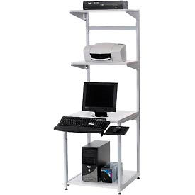 24" Computer LAN Workstation, 24"W x 30"D x 74"H, Gray, Unassembled