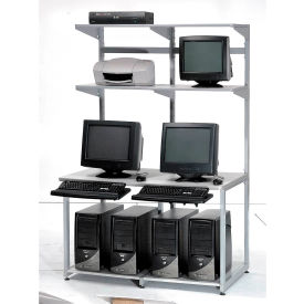 48" Computer LAN Workstation, 48"W x 30"D x 74"H, Gray, Unassembled