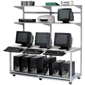72" Computer LAN Workstation, 72"W x 30"D x 74"H, Gray, Unassembled