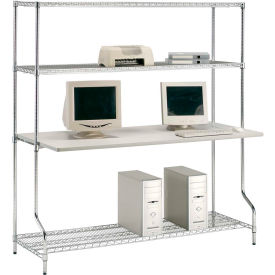 4-Shelf Wire Computer LAN Workstation, 60"W x 30"D x 74"H, Chrome