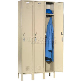 1-Tier 3 Door Locker, 36"W x 18"D x 78"H, Tan, Unassembled