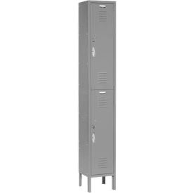 2-Tier 2 Door Locker, 12"W x 18"D x 78"H, Gray, Unassembled