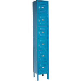 6-Tier 6 Door Box Locker, 12"W x 12"D x 78"H, Blue, Unassembled