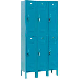 2-Tier 6 Door Locker, 36"W x 12"D x 78"H, Blue, Unassembled