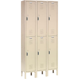 2-Tier 6 Door Locker, 36"W x 18"D x 78"H, Tan, Unassembled