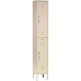2-Tier 2 Door Locker, 12"W x 15"D x 78"H, Tan, Assembled