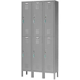 2-Tier 6 Door Locker, 36"W x 18"D x 78"H, Gray, Assembled