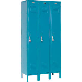 1-Tier 3 Door Locker, 45"W x 18"D x 78"H, Blue, Assembled