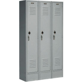1-Tier 3 Door Locker, 45"W x 18"D x 78"H, Gray, Assembled