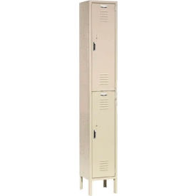 2-Tier 2 Door Locker, 12"W x 15"D x 78"H, Tan, Assembled