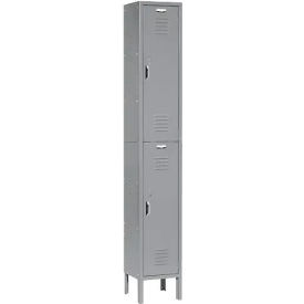 2-Tier 2 Door Locker, 12"W x 18"D x 78"H, Gray, Assembled