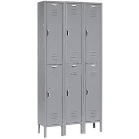 2-Tier 6 Door Locker, 36"W x 18"D x 78"H, Gray, Assembled