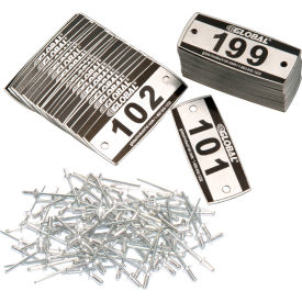 Locker Number Plate Kit, Numbered 101-299, 199/Pack