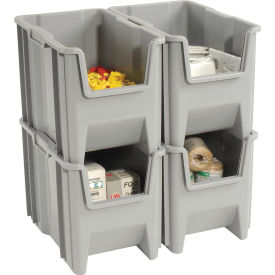 Plastic Giant Hopper Bin, 17-1/2"L x 10-7/8"W x 12-1/2"H, Gray