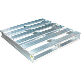 Open Deck Pallet, Aluminum, 2 Way Fork Entry, 6000 lbs. Cap., 48"L x 48"W x 6"H, Silver