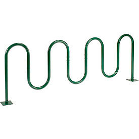 Wave Bike Rack, 9-Bike Capacity, Flange Mount, Green